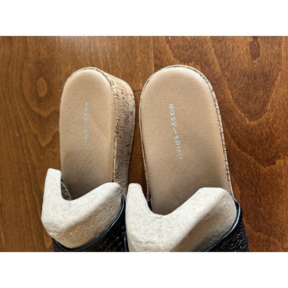 Easy Spirit  Women's 10 M Wedge Sandal Flats Black Open Toe NEW Size 10 M Woven - Picture 2 of 7